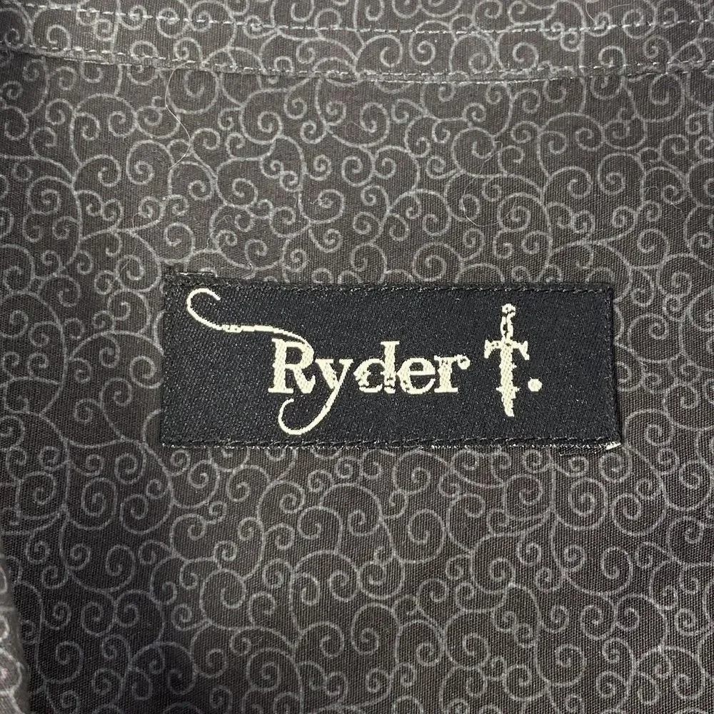 Ryder Men's Button Up Shirt Western Size XL Black Swirly Pattern‎ Cowboy Rodeo